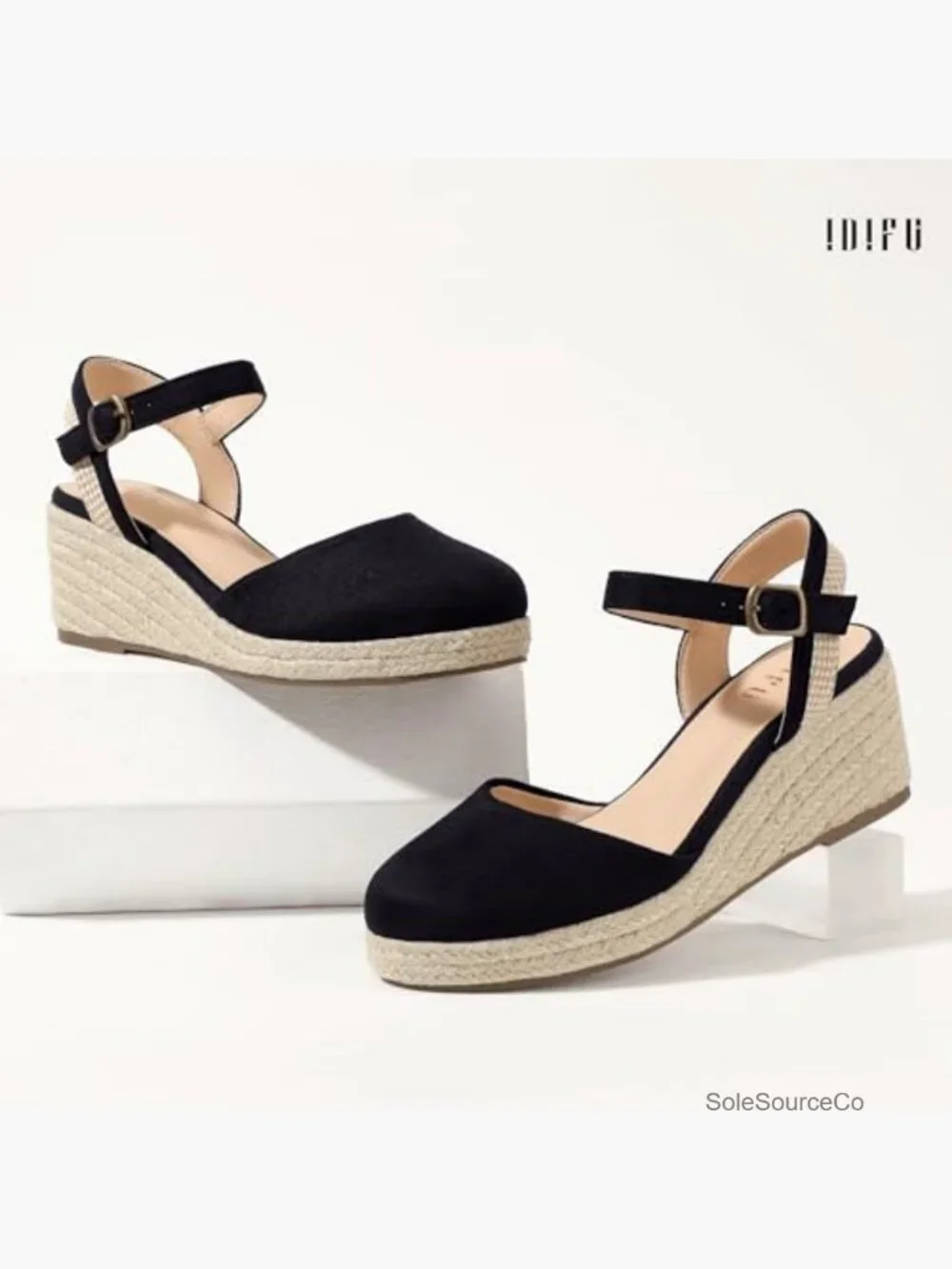 Espadrille Wedge Sandals Platform Closed Toe Ankle Strap Low Heel Summer Shoes
